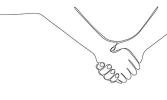 Handshake one line continuous. Line art handshake. Hand drawn art. vector