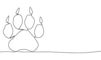 Paw of predator one line continuous. Paw line art. Hand drawn art. vector