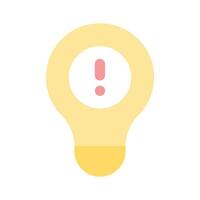 Exclamation mark on light bulb depicting icon of idea warning vector