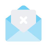 Cross sign on mail denoting icon of mail error, spam mail design vector
