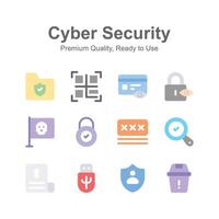 Pack of cyber security icons, ready to use in websites and mobile apps vector