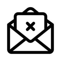 Cross sign on mail denoting icon of mail error, spam mail design vector