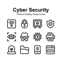 Creatively designed cyber security icons isolated on white background vector