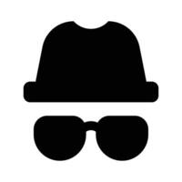 Hat with glasse, spy accessories, security hacker icon vector