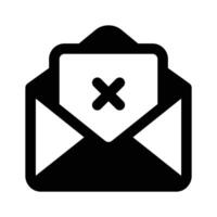 Cross sign on mail denoting icon of mail error, spam mail design vector