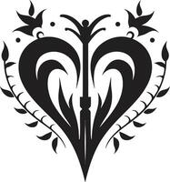 Abstract Love Symbol Sleek Black Graphic with Decorative Touches Minimalist Heart Refined Graphic with Abstract Black Element vector