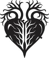 Stylish Minimalist Heart Graceful Black Graphic with Decorative Accents Sleek Heart Intriguing Black Graphic with Abstract Elements vector