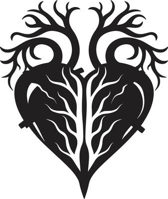 Stylish Minimalist Heart Graceful Black Graphic with Decorative Accents Sleek Heart Intriguing Black Graphic with Abstract Elements