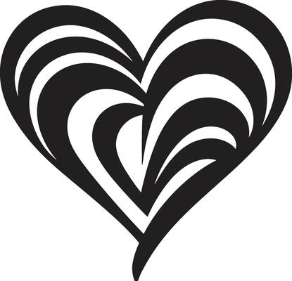Intricate Heart Silhouette Stylish Black Graphic with Decorative Flourishes Stylish Minimalist Heart Contemporary Black Graphic with Abstract Elements