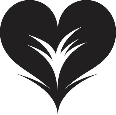 Sleek Heart Minimalistic Black Graphic with Decorative Accents Contemporary Black Heart Elegant Graphic featuring Abstract Decorative Elements