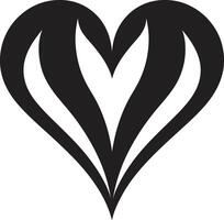 Intricate Heart Silhouette Stylish Black Graphic with Abstract Elements Sleek Heart Minimalistic Black Graphic with Decorative Accents vector