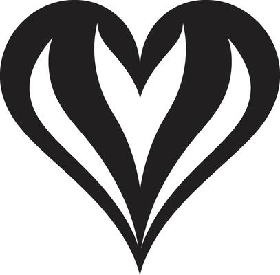 Intricate Heart Silhouette Stylish Black Graphic with Abstract Elements Sleek Heart Minimalistic Black Graphic with Decorative Accents