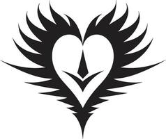 Graceful Abstract Heart Intriguing Black Graphic with Abstract Elements Chic Decorative Modern Black Graphic with Decorative Flourishes vector