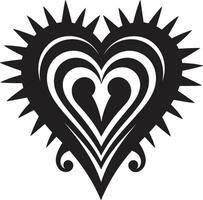 Intricate Heart Silhouette Sleek Black Graphic with Abstract Accents Stylish Minimalist Heart Intriguing Black Graphic with Decorative Elements vector