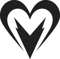 Sleek Heart Contemporary Black Graphic with Abstract Accents Graceful Abstract Heart Intriguing Black Graphic with Decorative Elements vector