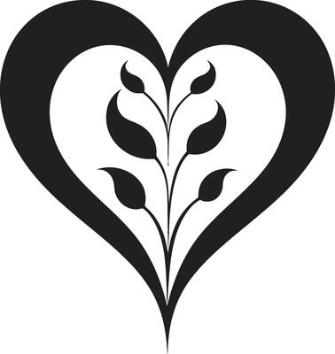 Minimalist Heart Intricate Black Graphic with Decorative Flourishes Elegant Black Heart Stylish Black Graphic with Abstract Accents