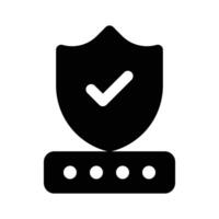 Protection shield with password denoting secure password vector