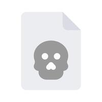 Skull on page denoting unique icon of file hacking vector