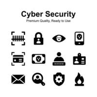 Pixel perfect cyber security icons up for premium use vector