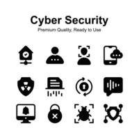 Well designed cyber security icons set, customizable vectors