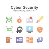 Pack of cyber security icons up for premium use vector