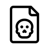 Skull on page denoting unique icon of file hacking vector