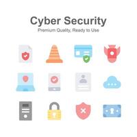 Take a look at unique cyber security icons set, easy to use and download vector