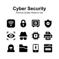 Creatively designed cyber security icons isolated on white background vector