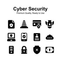 Take a look at unique cyber security icons set, easy to use and download vector