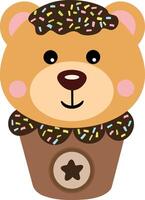 Sweet teddy bear chocolate ice cream in paper round box vector