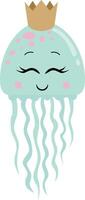 Funny squid with a crown vector