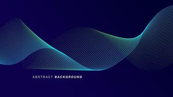Abstract glowing wave lines on dark blue background. Dynamic wave pattern. Modern flowing wavy lines. Futuristic technology concept. Suit for banner, poster, cover, brochure, flyer, website vector