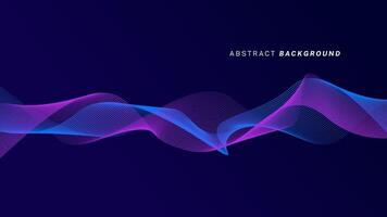 Abstract glowing wave lines on dark blue background. Dynamic wave pattern. Modern flowing wavy lines. Futuristic technology concept. Suit for banner, poster, cover, brochure, flyer, website vector