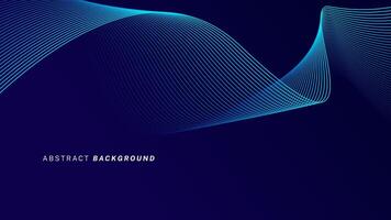 Abstract glowing wave lines on dark blue background. Dynamic wave pattern. Modern flowing wavy lines. Futuristic technology concept. Suit for banner, poster, cover, brochure, flyer, website vector