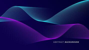 Abstract glowing wave lines on dark blue background. Dynamic wave pattern. Modern flowing wavy lines. Futuristic technology concept. Suit for banner, poster, cover, brochure, flyer, website vector
