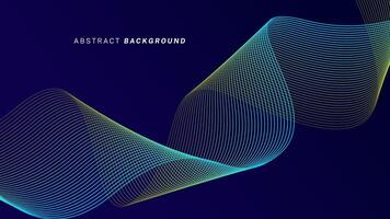 Abstract glowing wave lines on dark blue background. Dynamic wave pattern. Modern flowing wavy lines. Futuristic technology concept. Suit for banner, poster, cover, brochure, flyer, website vector
