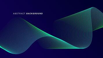 Abstract glowing wave lines on dark blue background. Dynamic wave pattern. Modern flowing wavy lines. Futuristic technology concept. Suit for banner, poster, cover, brochure, flyer, website vector