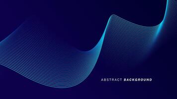 Abstract glowing wave lines on dark blue background. Dynamic wave pattern. Modern flowing wavy lines. Futuristic technology concept. Suit for banner, poster, cover, brochure, flyer, website vector