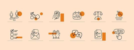 Set of importance icons. Symbolic representations of choices. Decision-making concept. Ui phone app screen. Pastel color background. line icon for Business vector