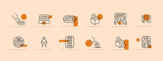 Set of icons emphasizing the importance of individual choice. Personal impact concept. Pastel color background. line icon for Business vector