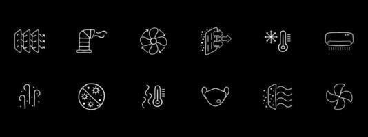 Virus protection icon set. Stay safe and secure with this comprehensive collection of icons. Virus protection. Black color background. 12 line icon vector