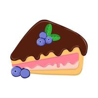 Slice of pie, a baked dessert typically made of pastry dough with a filling of blueberries or other fruits. illustration vector