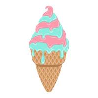 A illustration of a classic ice cream cone, with a scoop of ice cream in a waffle cone. illustration vector