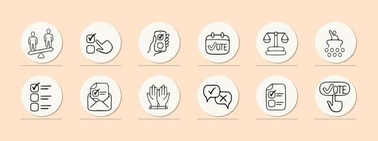 Set of importance icons. Symbolic representations of choices. Decision-making concept. Ui phone app screen. Pastel color background. line icon for Business vector