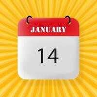 January 14. Speech bubble with January 14 text. 3d illustration. Pop art style. line icon for Business and Advertising vector