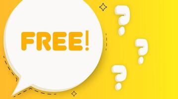Free. Speech bubble with Free text. 2d illustration. Pop art style. line icon for Business and Advertising. vector