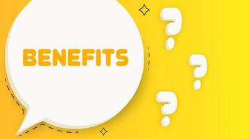Benefits. Speech bubble with Benefits text. 2d illustration. Pop art style. line icon for Business and Advertising. vector