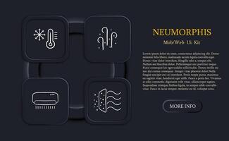 Cooling icon set. Beat the heat with this collection of refreshing icons depicting cooling solutions. Air conditioner concept. Neomorphism style. line icon for Business vector