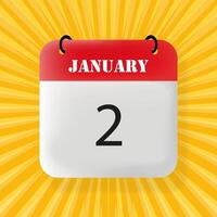 January 2. Speech bubble with January 2 text. 3d illustration. Pop art style. line icon for Business and Advertising vector