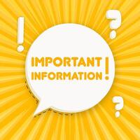 Important message. Speech bubble with Important message text. 3d illustration. Pop art style. line icon for Business and Advertising vector